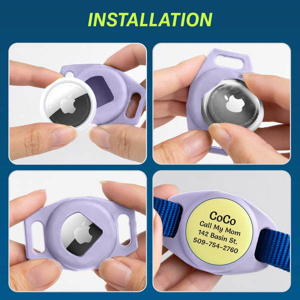 AirTag Dog Collar Holder Personalized, Active