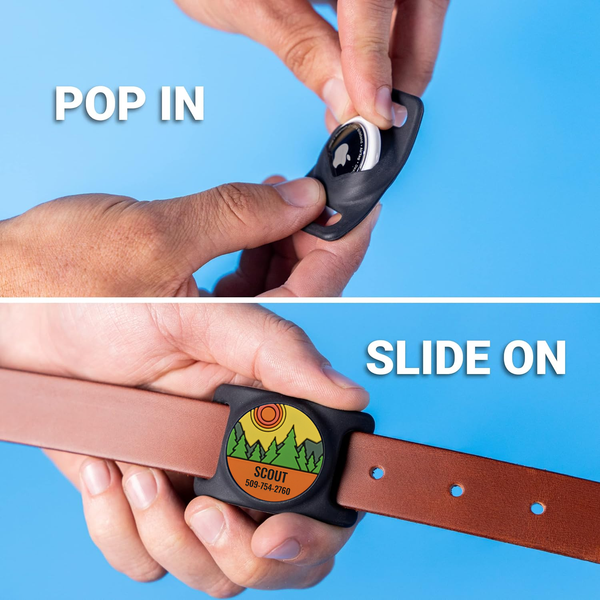 AirTag GPS Tracker Holder Silent Slide-On Pet ID Tag with Design