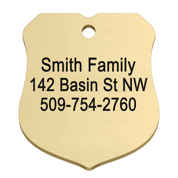 Ranger Badge Shape Brass Dog ID Tag