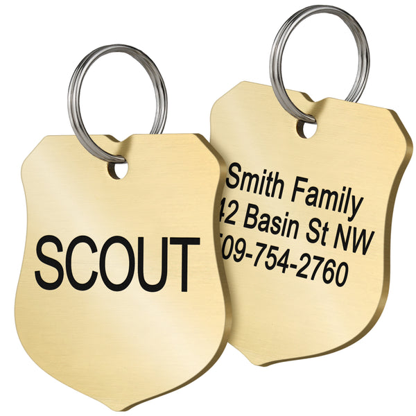 Ranger Badge Shape Brass Dog ID Tag