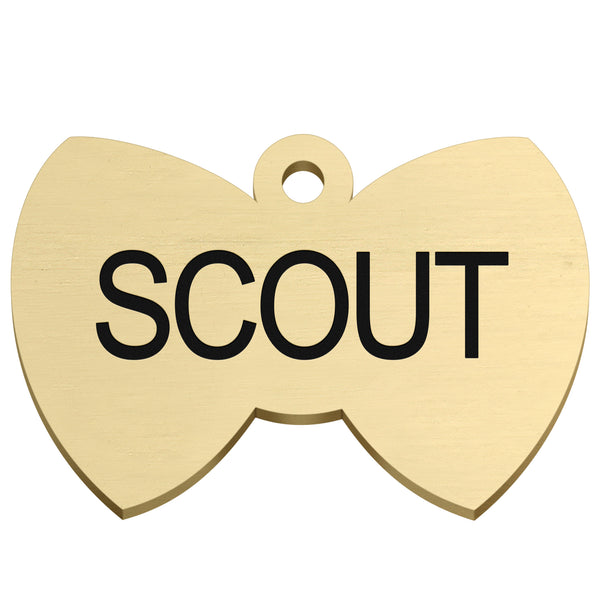 Bow Tie Shape Brass Dog ID Tag