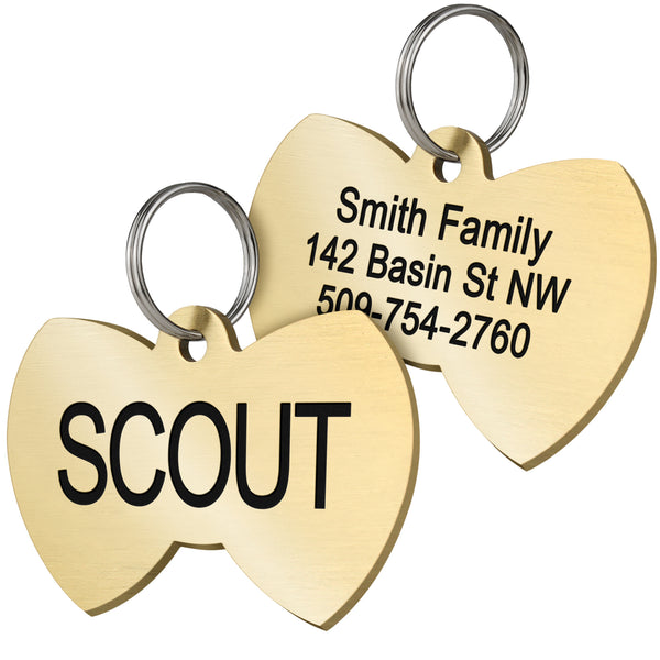 Bow Tie Shape Brass Dog ID Tag