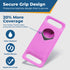 Front view of pink Samsung Galaxy SmartTag2 silicone dog collar holder showing tracker cutout, dual strap slots, and laser-engraving on white background