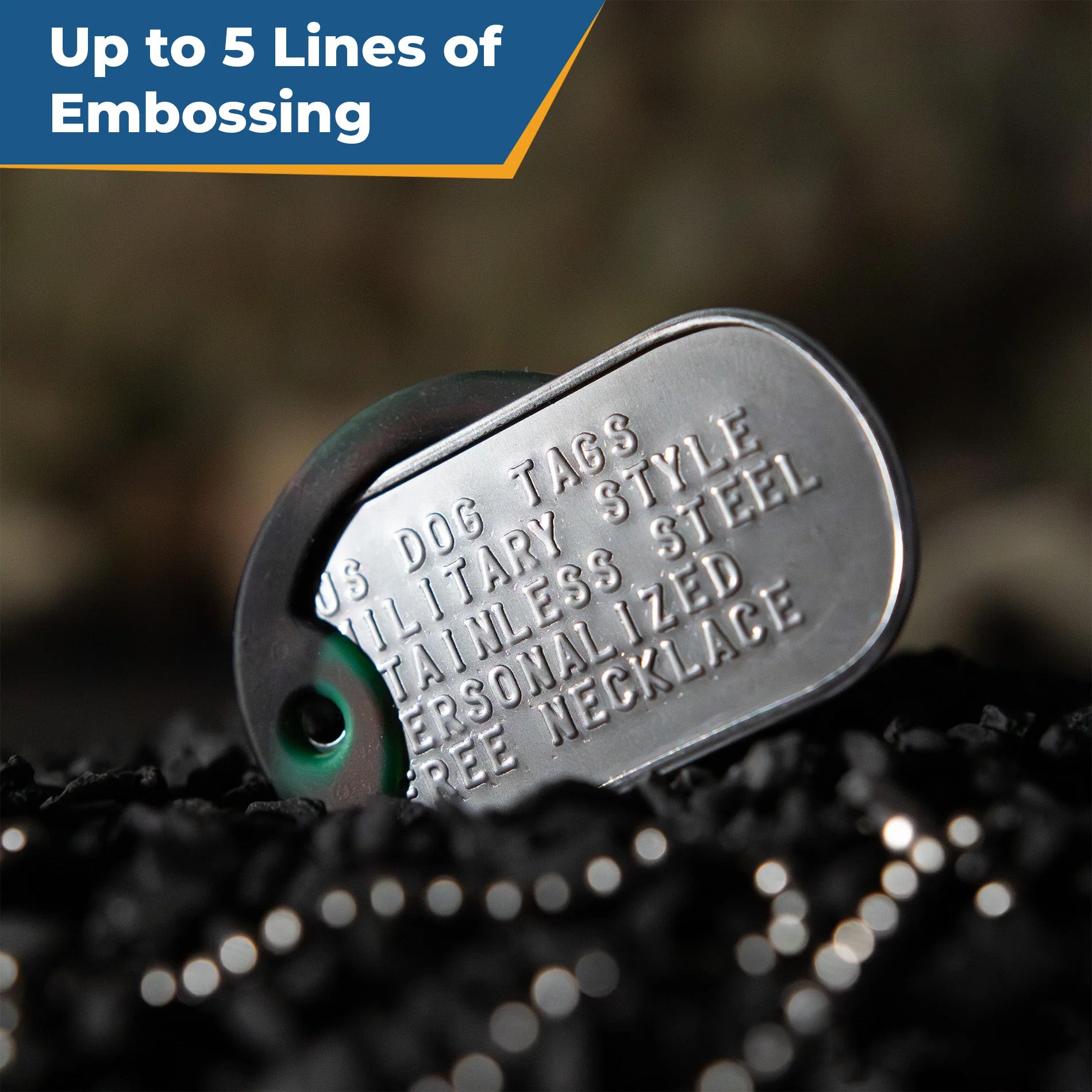 Embossed Military Dog Tag Necklace Set
