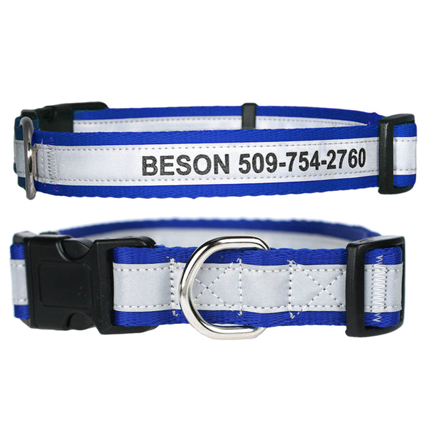 Personalized Engraved Reflective Dog Collar with Quick Release Buckle