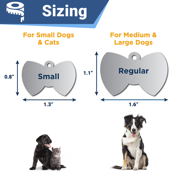 Bow Tie Pet ID Tag in Stainless Steel