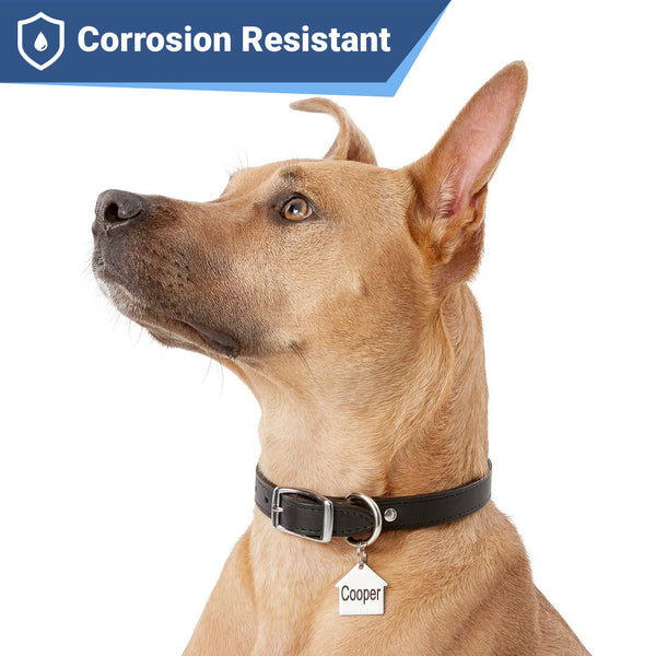 Dog House Pet ID Tag in Stainless Steel