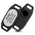 Angled view of a personalized Samsung Galaxy SmartTag2 GPS tracker holder with engraved pet ID and tracker slot on white