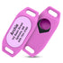 Front and back views of a pink Samsung Galaxy SmartTag2 GPS Tracker Holder Slide-On Dog ID Tag with personalized engraving and tracker slot