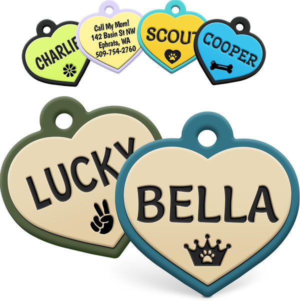 Heart Silent Silicone Pet ID Tag