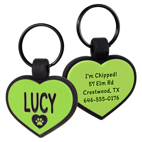 Heart Silent Silicone Pet ID Tag