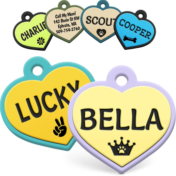 Heart Silent Silicone Pet ID Tag