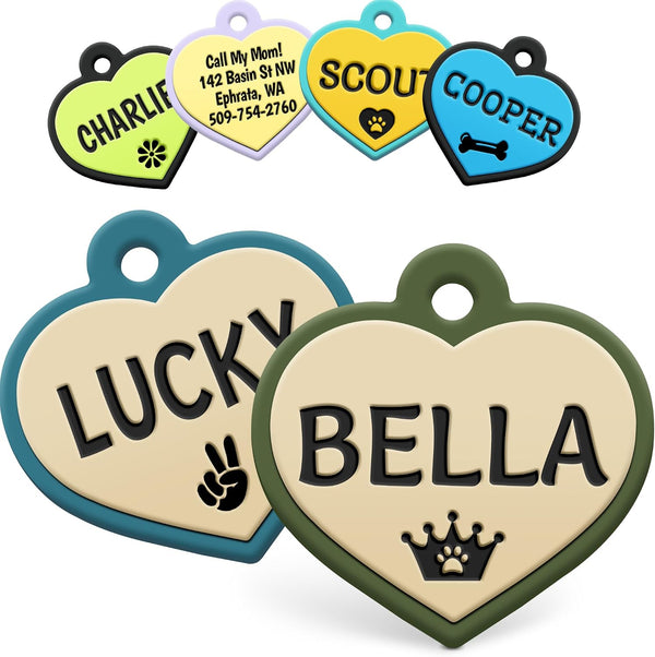 Heart Silent Silicone Pet ID Tag