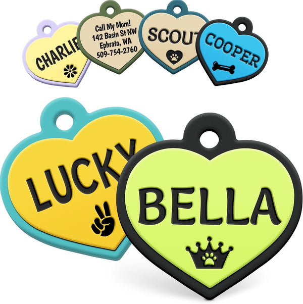 Heart Silent Silicone Pet ID Tag