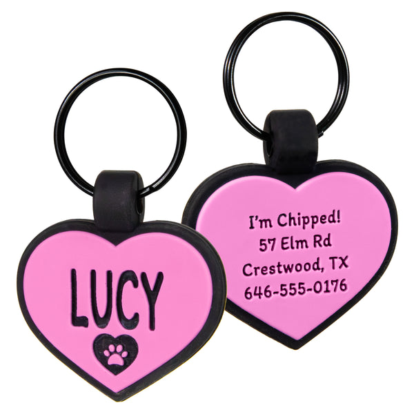 Heart Silent Silicone Pet ID Tag