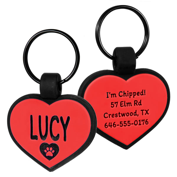 Heart Silent Silicone Pet ID Tag