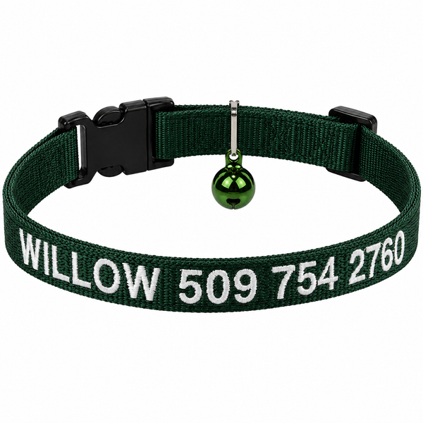 Personalized Embroidered Cat Collar with Breakaway Buckle