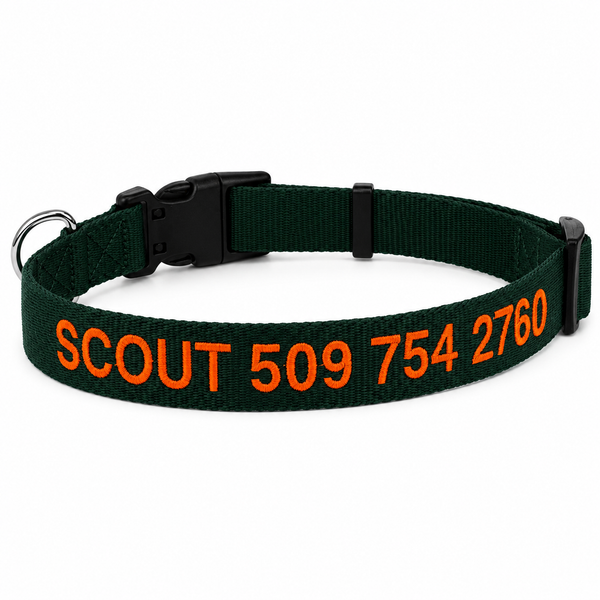 Embroidered Personalized Dog Collar with Quick Release Buckle