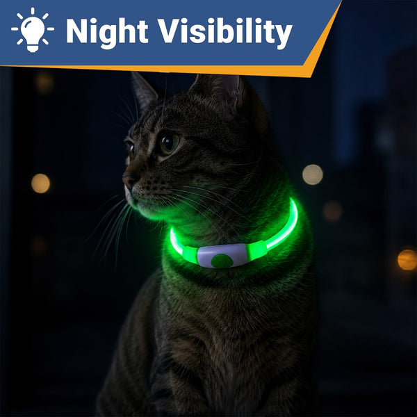 Light-Up LED Cat Collar USB Rechargeable for Pet Safety