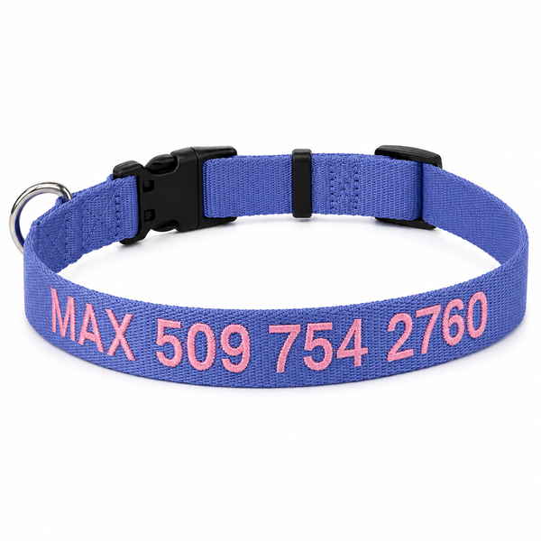 Embroidered Personalized Dog Collar with Quick Release Buckle