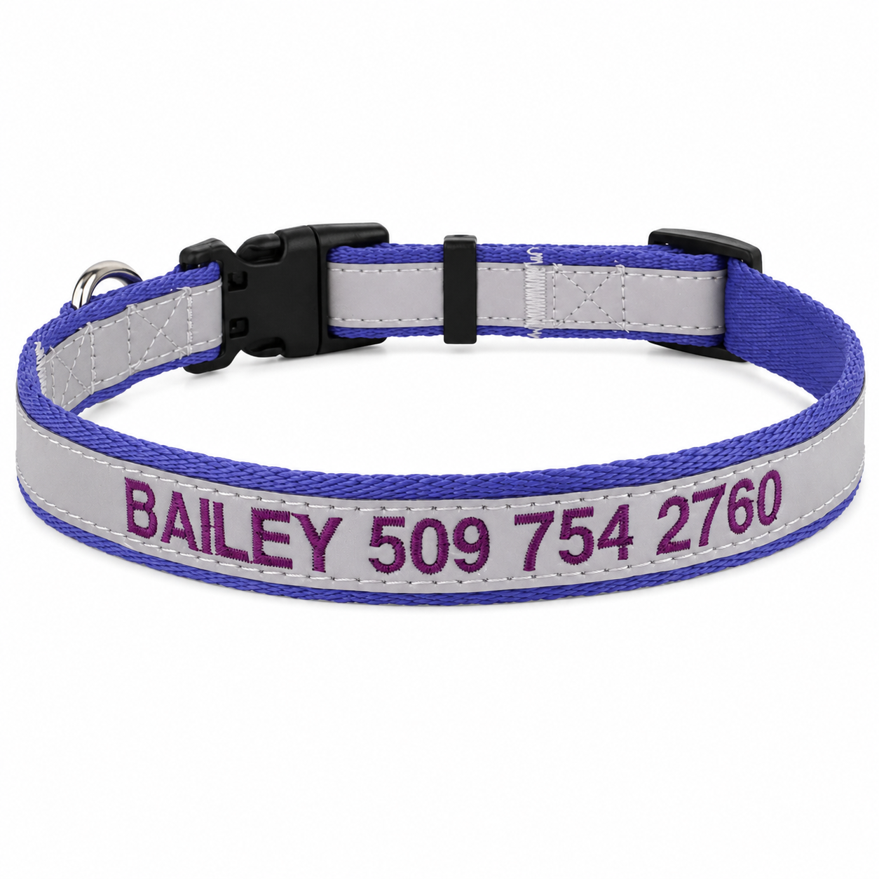 Personalized Reflective Dog Collar with Quick Release Buckle, Embroidered