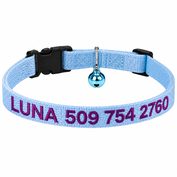 Personalized Embroidered Cat Collar with Breakaway Buckle