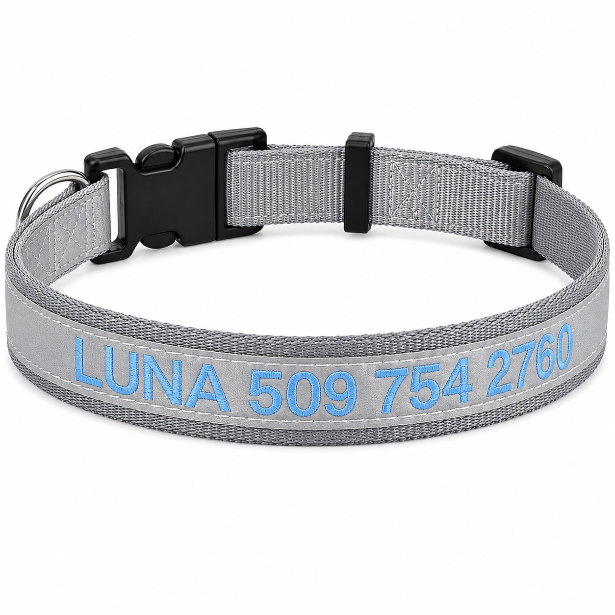 Personalized Reflective Dog Collar with Quick Release Buckle, Embroidered