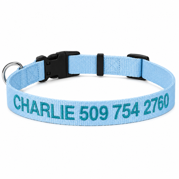 Embroidered Personalized Dog Collar with Quick Release Buckle