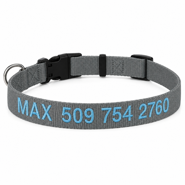 Embroidered Personalized Dog Collar with Quick Release Buckle