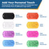 Product feature graphic showing Add Your Personal Touch, up to 5 embossed text lines, and 8 tag colors