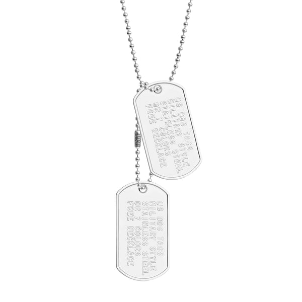 Embossed Military Dog Tag Necklace Set