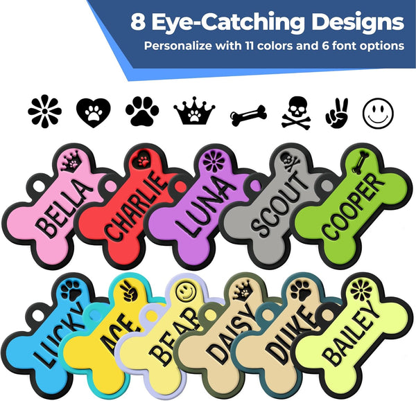 Bone Silent Silicone Dog ID Tag