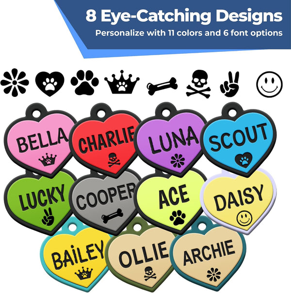 Heart Silent Silicone Pet ID Tag