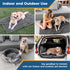 Indoor and Outdoor Use collage showing dogs on personalized fleece blankets with embroidered names and water-resistant backing