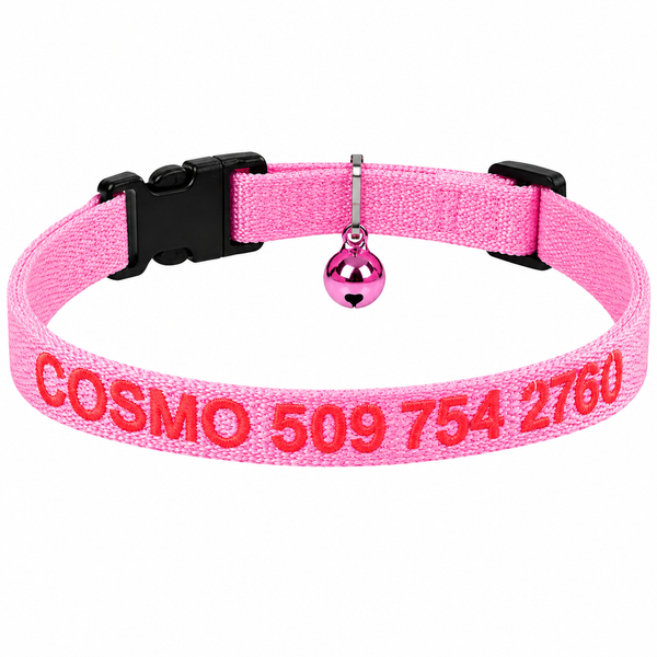 Personalized Embroidered Cat Collar with Breakaway Buckle
