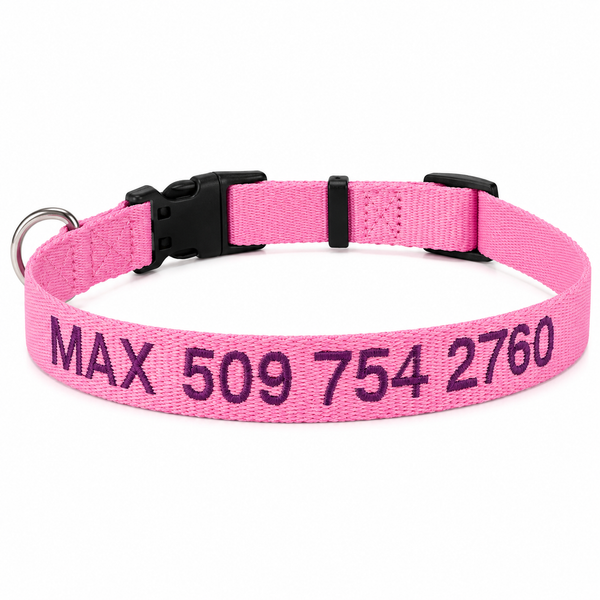Embroidered Personalized Dog Collar with Quick Release Buckle