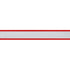 Close-up of personalized reflective dog collar showing gray reflective center stripe, red edges, and stitched trim on white background