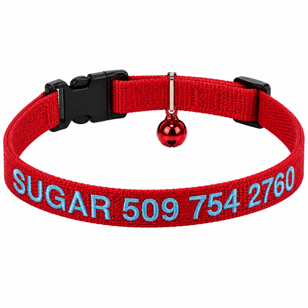 Personalized Embroidered Cat Collar with Breakaway Buckle