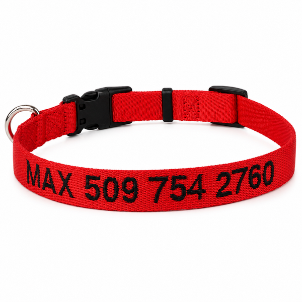 Embroidered Personalized Dog Collar with Quick Release Buckle