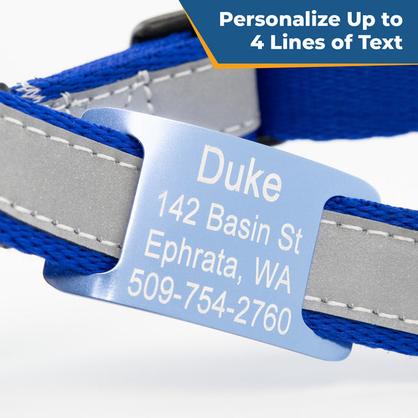 Personalized Reflective Dog Collar with Quick Release Buckle, Aluminum Nameplate