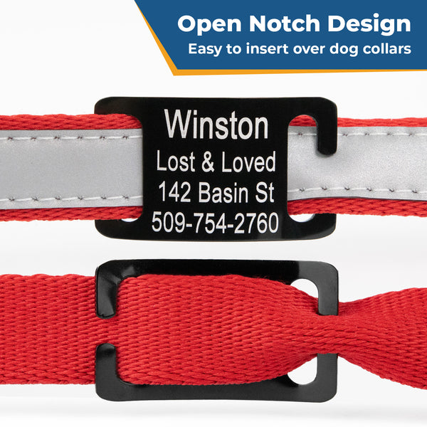 Personalized Reflective Dog Collar with Quick Release Buckle, Aluminum Nameplate
