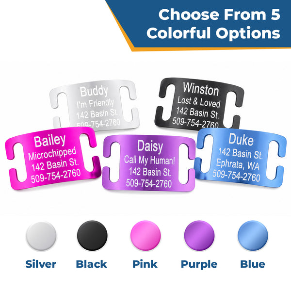 Personalized Reflective Dog Collar with Quick Release Buckle, Aluminum Nameplate