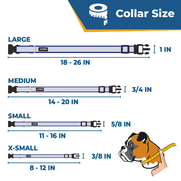 Personalized Reflective Dog Collar with Quick Release Buckle, Aluminum Nameplate