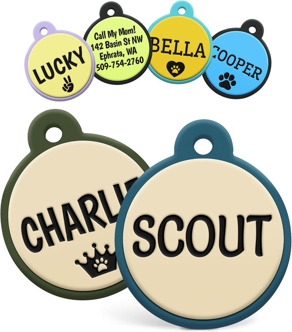 Round Silent Silicone Pet ID Tag
