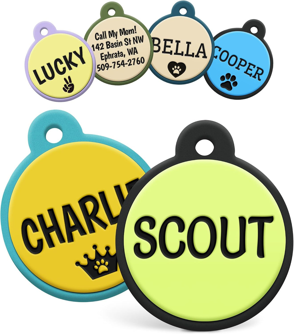 Round Silent Silicone Pet ID Tag