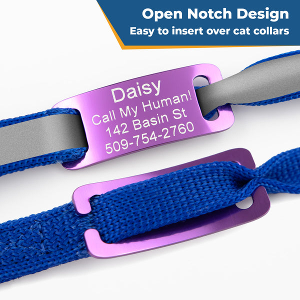 Personalized Reflective Cat Collar with Silent Aluminum Tag and Safety Buckle
