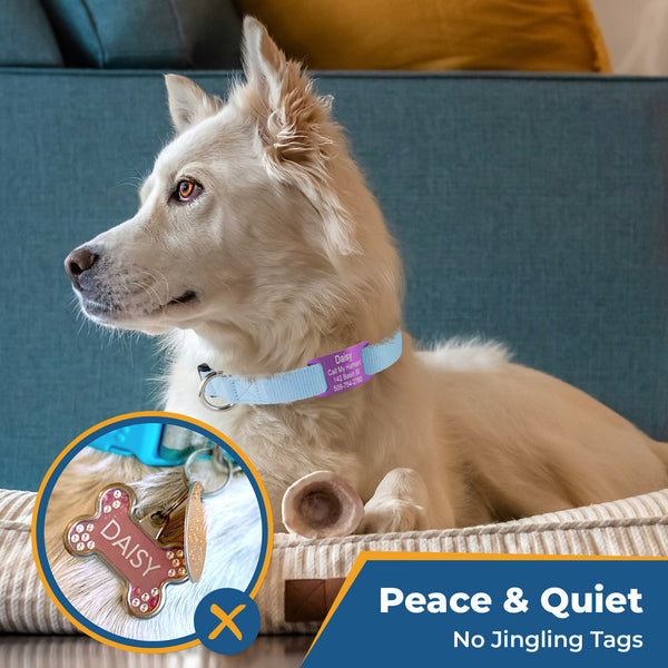 Silent Slide-On Pet ID Tag - Fits Most Collars