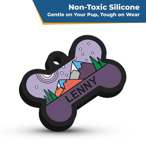 Bone Silent Silicone Dog ID Tag - 9 Designs