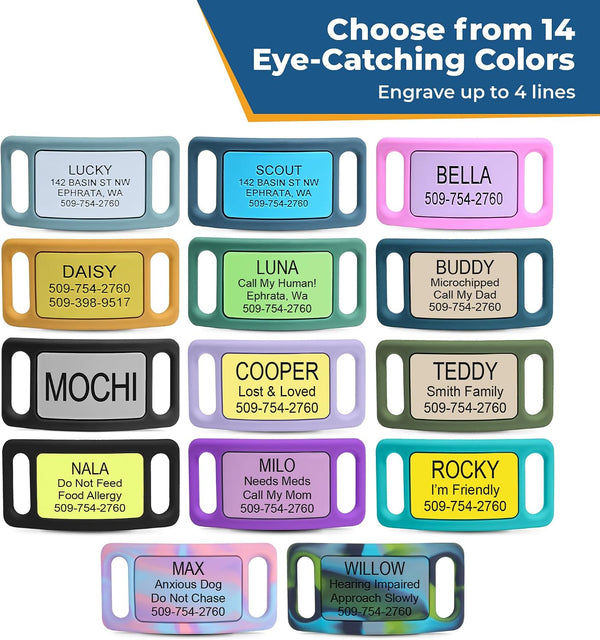 Silent Silicone Slide-On Pet ID Tag - Fits Most Collars