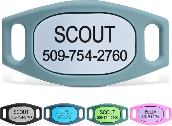 Silent Silicone Slide-On Pet ID Tag - Fits Most Collars